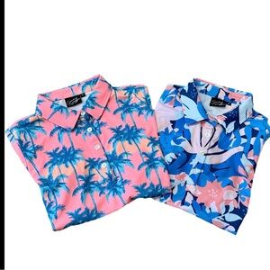 Sunday Swagger Sleeveless Golf Polos Women M Lot of 2 Pink/Blue Sunset & F Reef‎